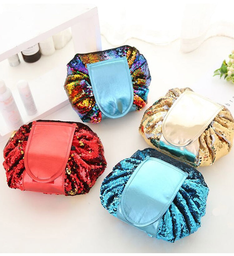 Toiletry Wash Cosmetic Bag Makeup Storage Case Organizer Mermaid-Color Drawstring shrink Women Fashion Travel Accessories Items