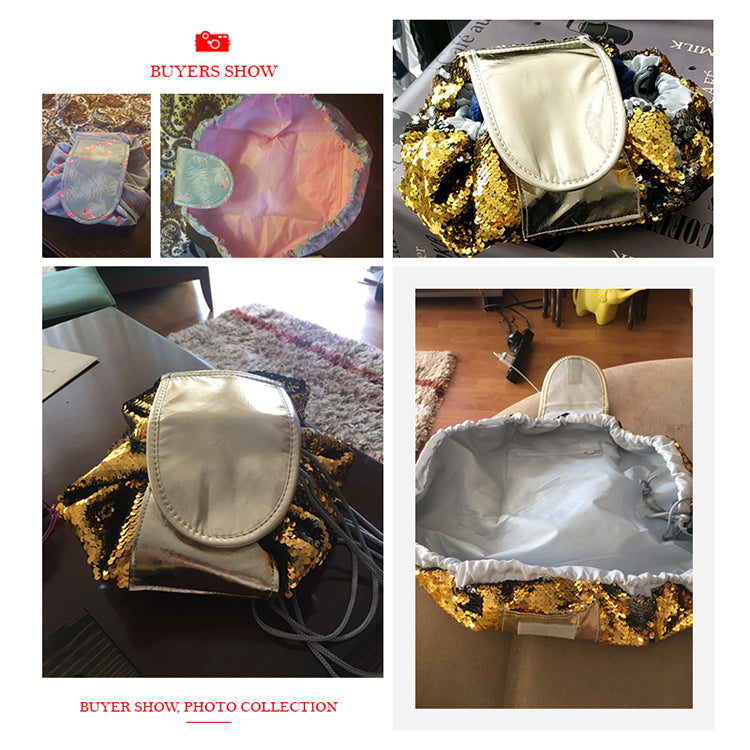 Toiletry Wash Cosmetic Bag Makeup Storage Case Organizer Mermaid-Color Drawstring shrink Women Fashion Travel Accessories Items