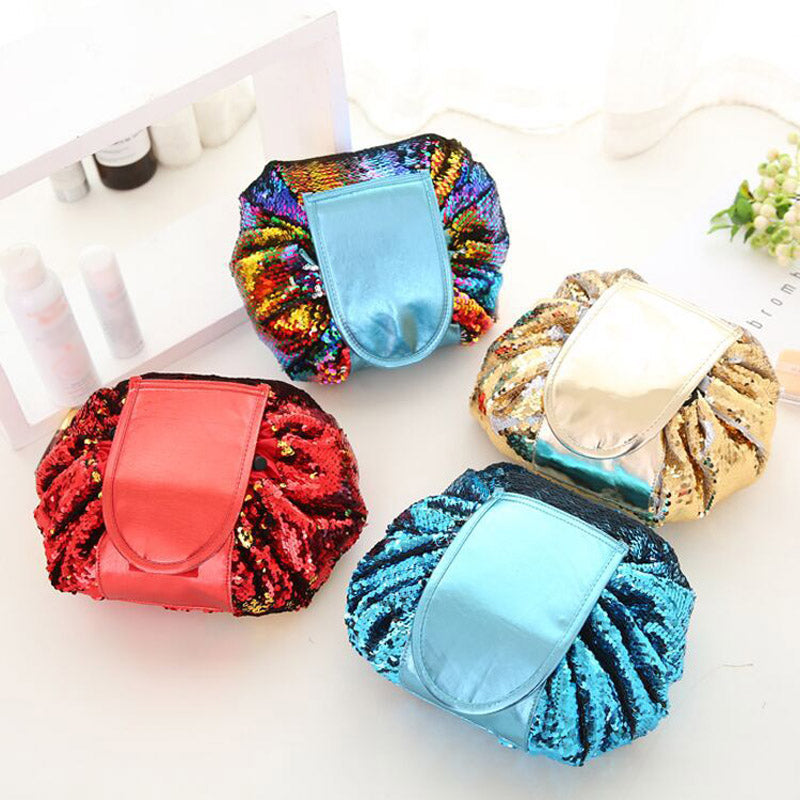 Toiletry Wash Cosmetic Bag Makeup Storage Case Organizer Mermaid-Color Drawstring shrink Women Fashion Travel Accessories Items
